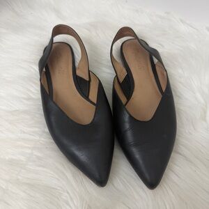 Madewell Black The Ava Slingback Flat in Leather Sz 7.5